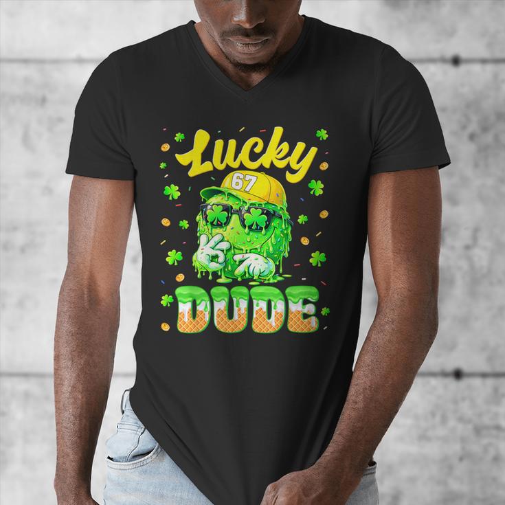 Lucky Dude Drip Baseball Shamrock St Patrick Men Boy Youth Men's V-Neck T-Shirt Lucky Dude Drip Baseball Shamrock St Patrick Men Boy Youth Men's V-Neck T-Shirt