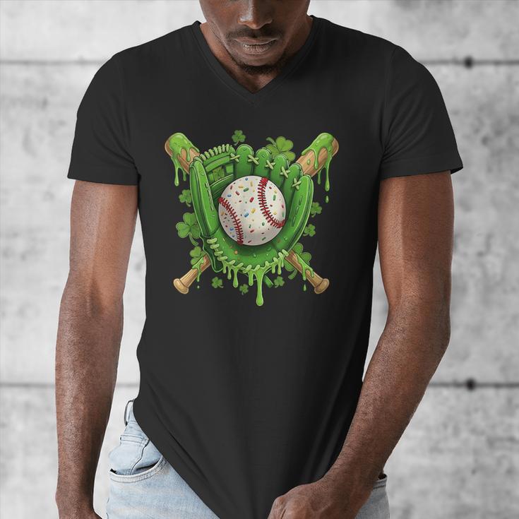 Lucky Shamrock Baseball Gloves Drip St Patrick's Day Boys Men's V-Neck T-Shirt Lucky Shamrock Baseball Gloves Drip St Patrick's Day Boys Men's V-Neck T-Shirt