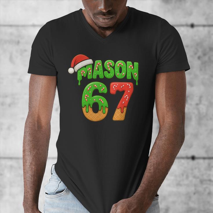 Mason 67 Christmas Ice Cream Drip Meme Six Seven Baseball Men's V-Neck T-Shirt Mason 67 Christmas Ice Cream Drip Meme Six Seven Baseball Men's V-Neck T-Shirt