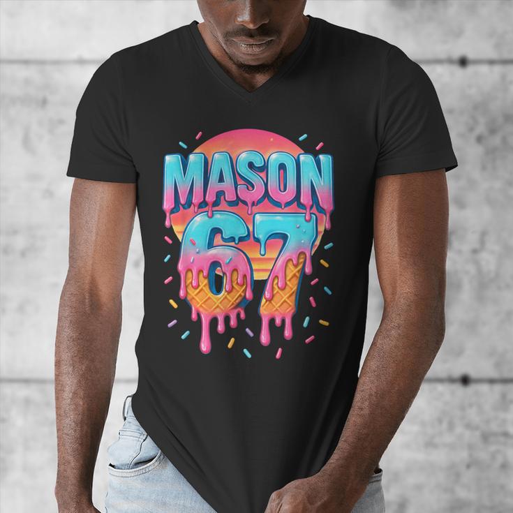 Mason 67 Costume Ice Cream Baseball Drip 6 7 Meme Six Seven Men's V-Neck T-Shirt