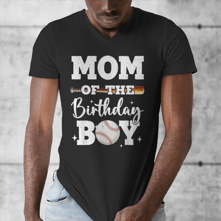 Mom Of The Birthday Boy Baseball Bday Family Men's V-Neck T-Shirt Mom Of The Birthday Boy Baseball Bday Family Men's V-Neck T-Shirt