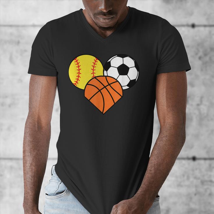 Mom Sports Heart Soccer Basketball Baseball Softball Men's V-Neck T-Shirt Mom Sports Heart Soccer Basketball Baseball Softball Men's V-Neck T-Shirt