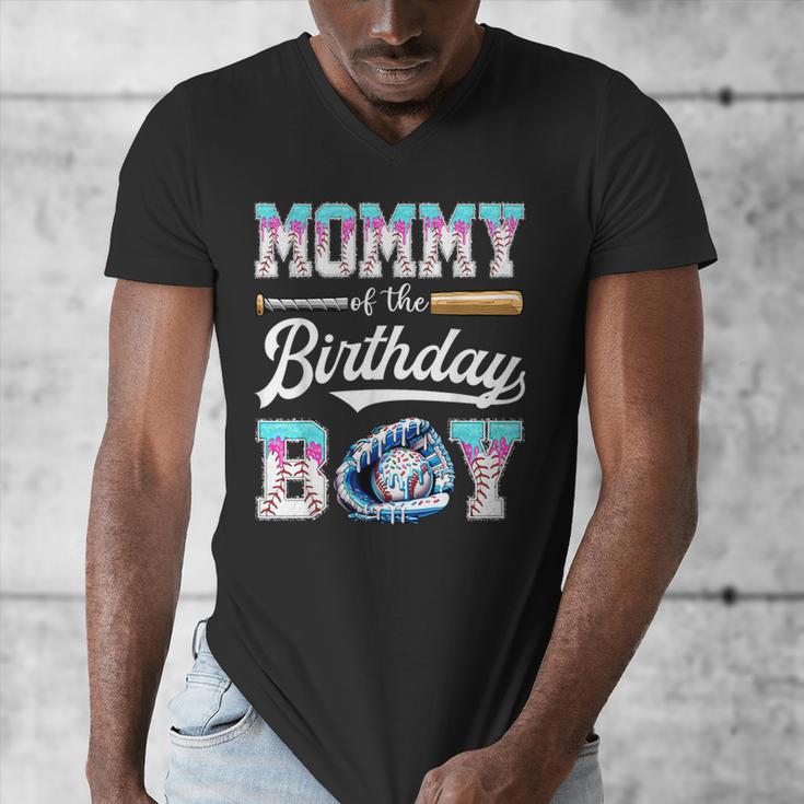 Mommy Of The Birthday Boy Baseball Ice Cream Drip Matching Men's V-Neck T-Shirt