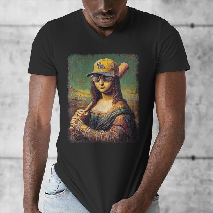 Mona Lisa Baseball Trending Aesthetic Streetwear Men's V-Neck T-Shirt Mona Lisa Baseball Trending Aesthetic Streetwear Men's V-Neck T-Shirt