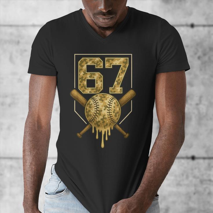 Number 67 Baseball Drip Camo Six Seven Meme Boys Kids Men's V-Neck T-Shirt Number 67 Baseball Drip Camo Six Seven Meme Boys Kids Men's V-Neck T-Shirt