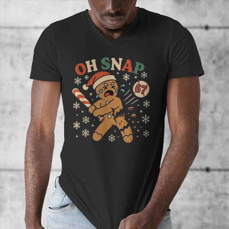 Oh Snap Gingerbread 67 Meme Baseball Christmas Xmas Men's V-Neck T-Shirt Oh Snap Gingerbread 67 Meme Baseball Christmas Xmas Men's V-Neck T-Shirt