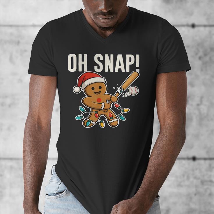 Oh Snap Gingerbreadman Christmas Baseball Humor Men's V-Neck T-Shirt