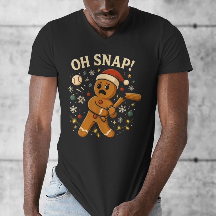 Oh Snap Gingerbreadman Christmas Baseball Men's V-Neck T-Shirt Oh Snap Gingerbreadman Christmas Baseball Men's V-Neck T-Shirt