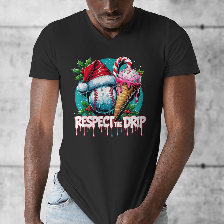 Respect The Drip Baseball Christmas Holiday Men's V-Neck T-Shirt