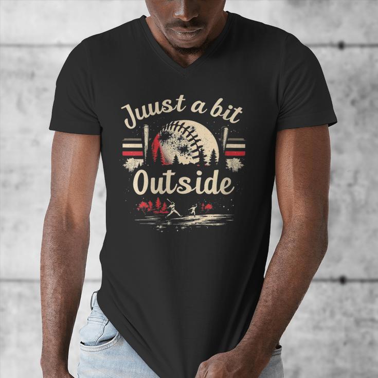 Retro Quote Just a Bit Outside Baseball Vintage Men's V-Neck T-Shirt