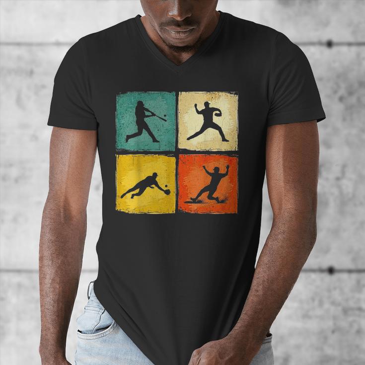 Retro Style Baseball Lover Playing Men Women Kids Baseball Men's V-Neck T-Shirt Retro Style Baseball Lover Playing Men Women Kids Baseball Men's V-Neck T-Shirt