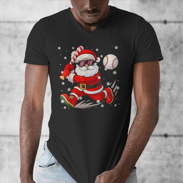 Santa Baseball Christmas Pajamas Xmas Men Boy Toddlers Men's V-Neck T-Shirt Santa Baseball Christmas Pajamas Xmas Men Boy Toddlers Men's V-Neck T-Shirt