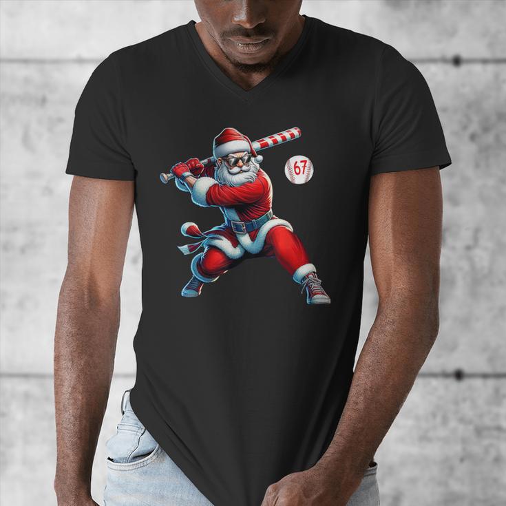 Santa Baseball Six Seven 6 7 Meme Christmas Men Boys Player Men's V-Neck T-Shirt