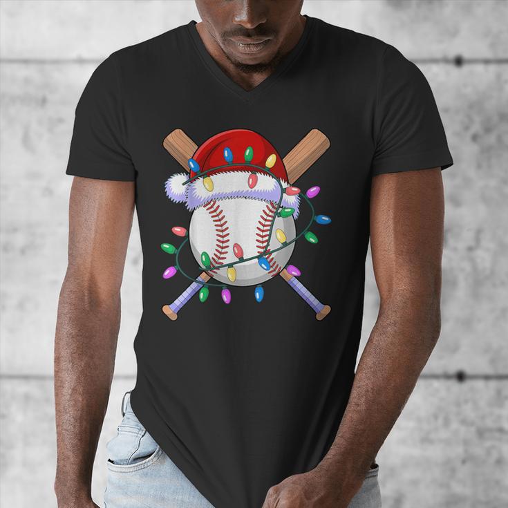 Santa Sports Christmas Baseball Player Men's V-Neck T-Shirt Santa Sports Christmas Baseball Player Men's V-Neck T-Shirt