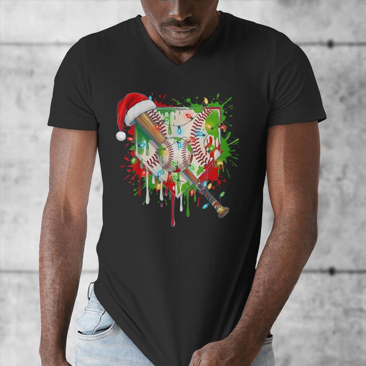 Santa Sports Ice Baseball Christmas Xmas Pajama Kid Men Boys Men's V-Neck T-Shirt Santa Sports Ice Baseball Christmas Xmas Pajama Kid Men Boys Men's V-Neck T-Shirt