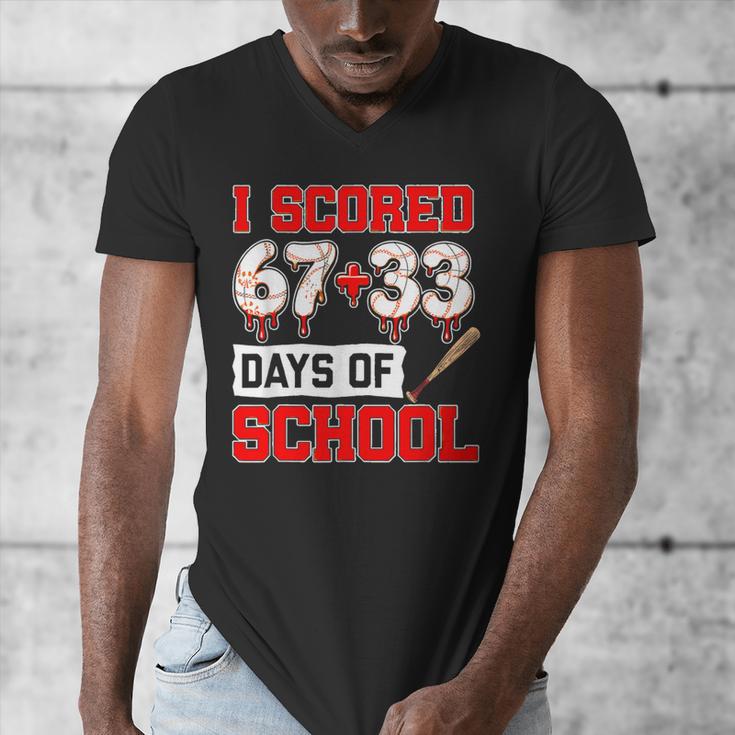 I Scored 6733 100th Days Of School Baseball Six Seven Meme Men's V-Neck T-Shirt I Scored 6733 100th Days Of School Baseball Six Seven Meme Men's V-Neck T-Shirt