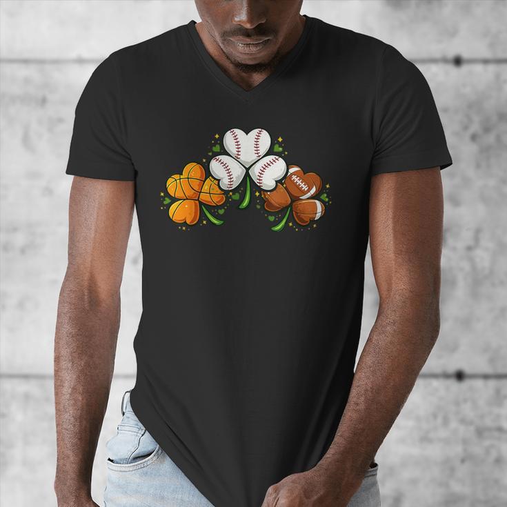 Shamrock Baseball Basketball Football St Patricks Day Men's V-Neck T-Shirt Shamrock Baseball Basketball Football St Patricks Day Men's V-Neck T-Shirt