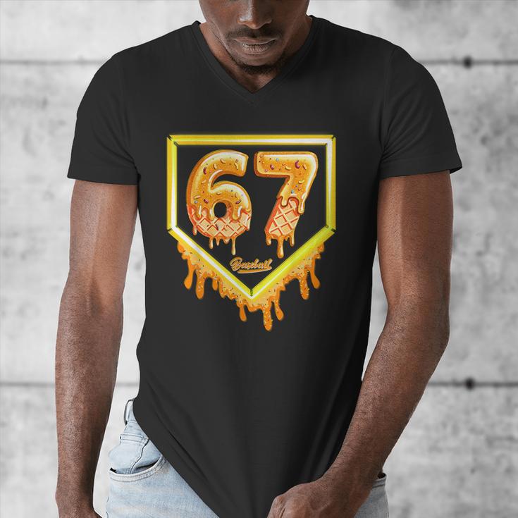 Six Seven 67 Meme Gen Alpha Slang Baseball 101 Men's V-Neck T-Shirt