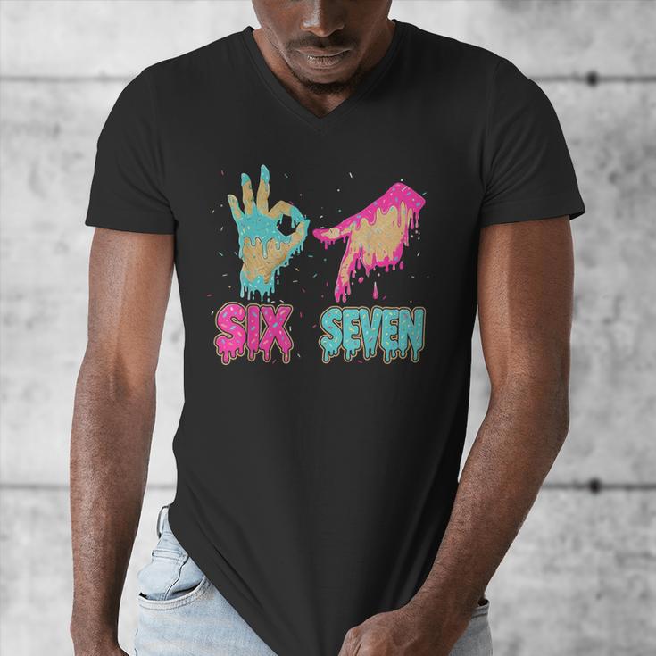 Six Seven 67 Meme Ice Cream Drip Baseball For Boy Kids Men's V-Neck T-Shirt