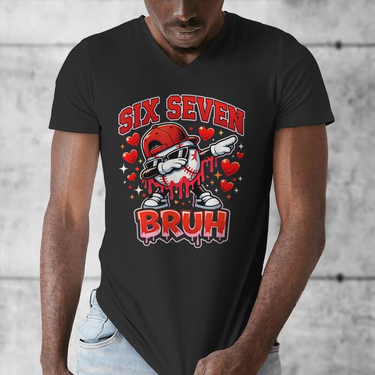 Six Seven Bruh Baseball Cool Valentine’s Day Teens Boys Men's V-Neck T-Shirt