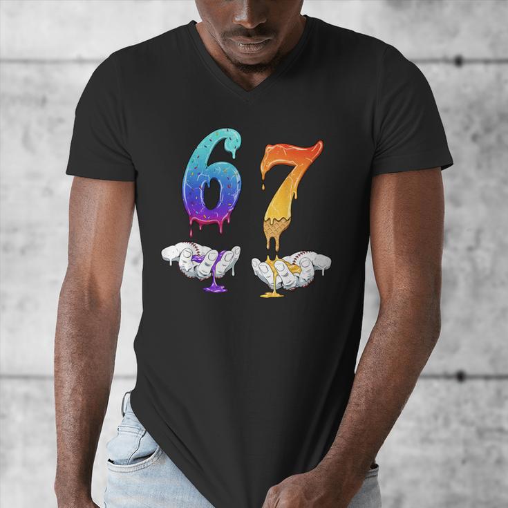 Six Seven Ice Cream Drip Cool Meme 67 Number Baseball Men's V-Neck T-Shirt Six Seven Ice Cream Drip Cool Meme 67 Number Baseball Men's V-Neck T-Shirt