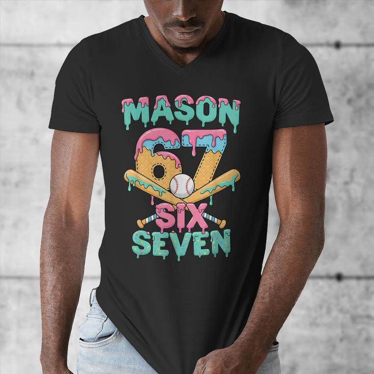 Six Seven Meme Mason Ice Cream Drip Baseball Number 67 Men's V-Neck T-Shirt