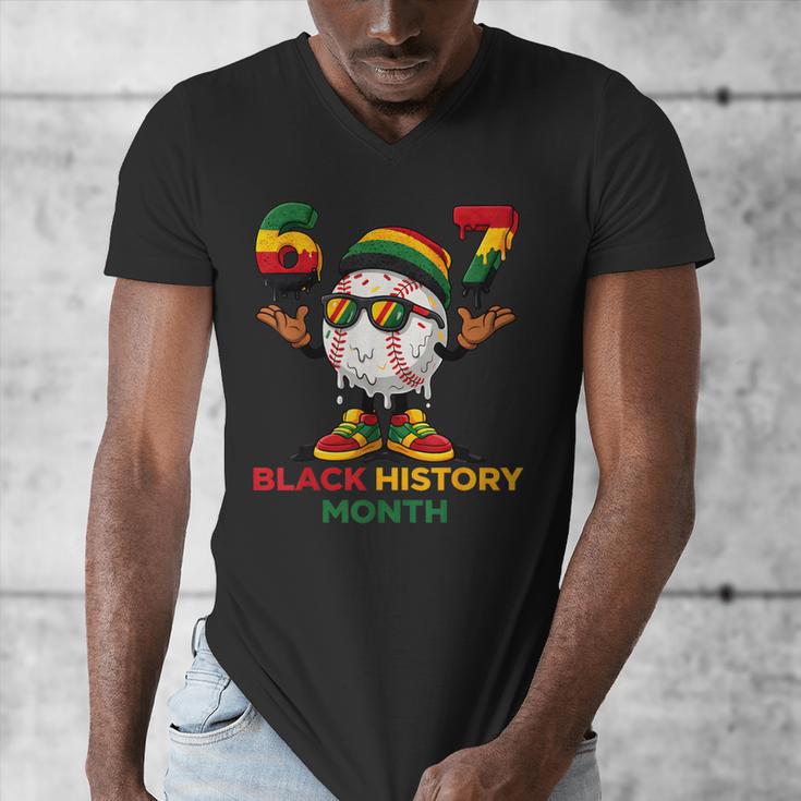 Six Seven History Month Baseball Drip Sports Men's V-Neck T-Shirt Six Seven History Month Baseball Drip Sports Men's V-Neck T-Shirt