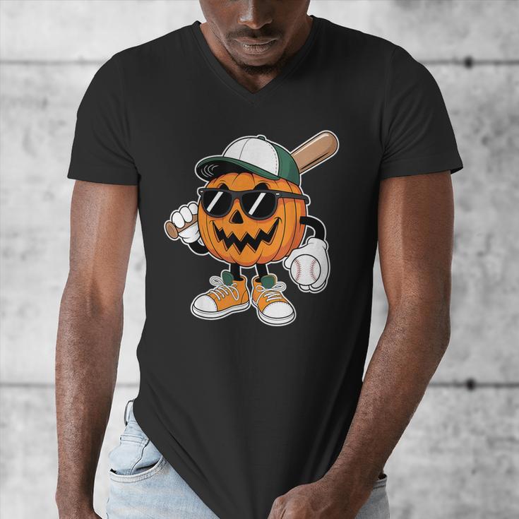 Spooky Jack O Lantern Baseball Halloween Costumes Boys Men's V-Neck T-Shirt