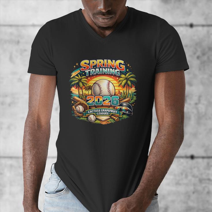Spring Training 2026 Retro Baseball Palm Cactus Men's V-Neck T-Shirt