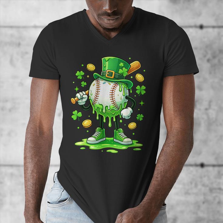 St Patrick Day Baseball Drip Ice Cream Baseball Men's V-Neck T-Shirt St Patrick Day Baseball Drip Ice Cream Baseball Men's V-Neck T-Shirt
