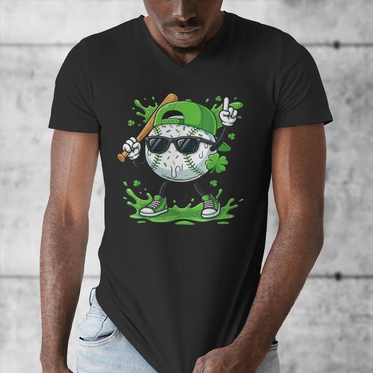 St Patrick Day Baseball Drip Ice Cream Baseball Player Men Men's V-Neck T-Shirt St Patrick Day Baseball Drip Ice Cream Baseball Player Men Men's V-Neck T-Shirt
