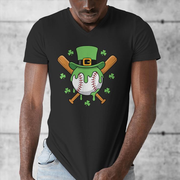 St Patricks Day Baseball Drip Ice Cream Baseball Home Plate Men's V-Neck T-Shirt St Patricks Day Baseball Drip Ice Cream Baseball Home Plate Men's V-Neck T-Shirt