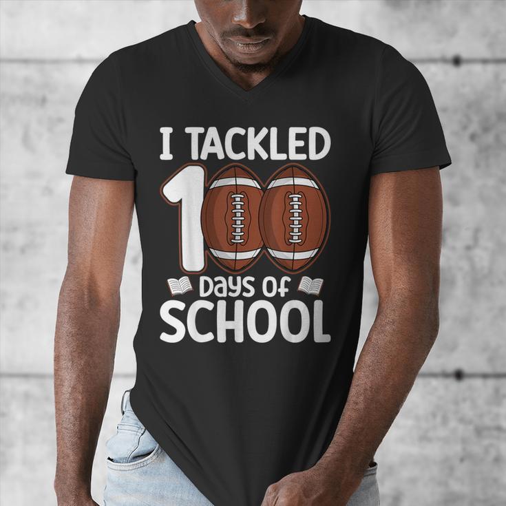 I Tackled 100 Days Of School Baseball Player Kids Teacher Men's V-Neck T-Shirt I Tackled 100 Days Of School Baseball Player Kids Teacher Men's V-Neck T-Shirt