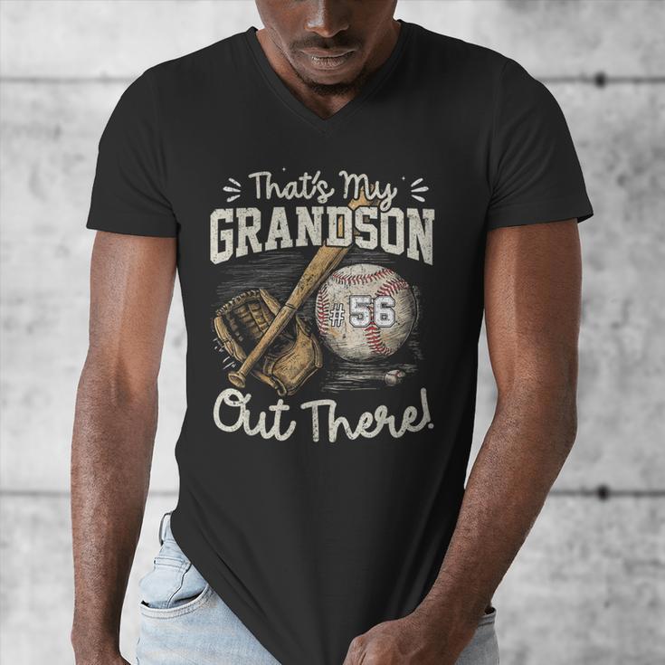 That's My Grandson Out There Jersey Number 56 Baseball Men's V-Neck T-Shirt