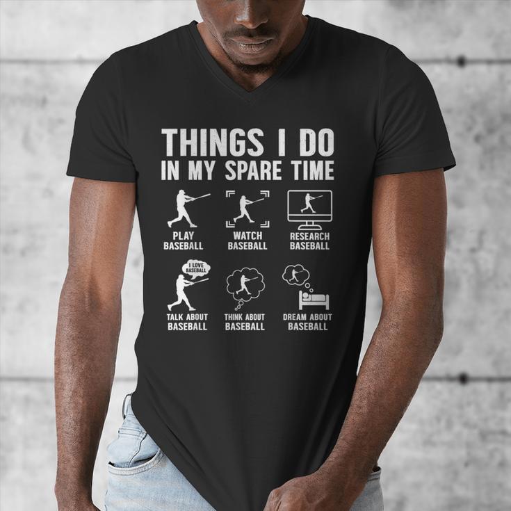 Things I Do In My Spare Time Baseball Lovers Kids Boys Men's V-Neck T-Shirt