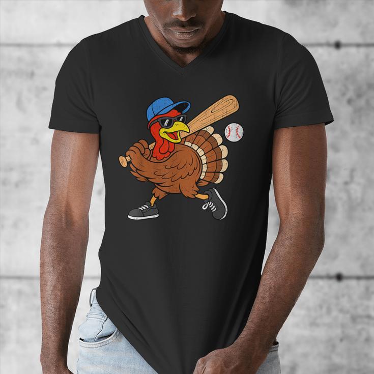 Turkey Baseball Thanksgiving Sports Humor Men Boy Kids Men's V-Neck T-Shirt Turkey Baseball Thanksgiving Sports Humor Men Boy Kids Men's V-Neck T-Shirt