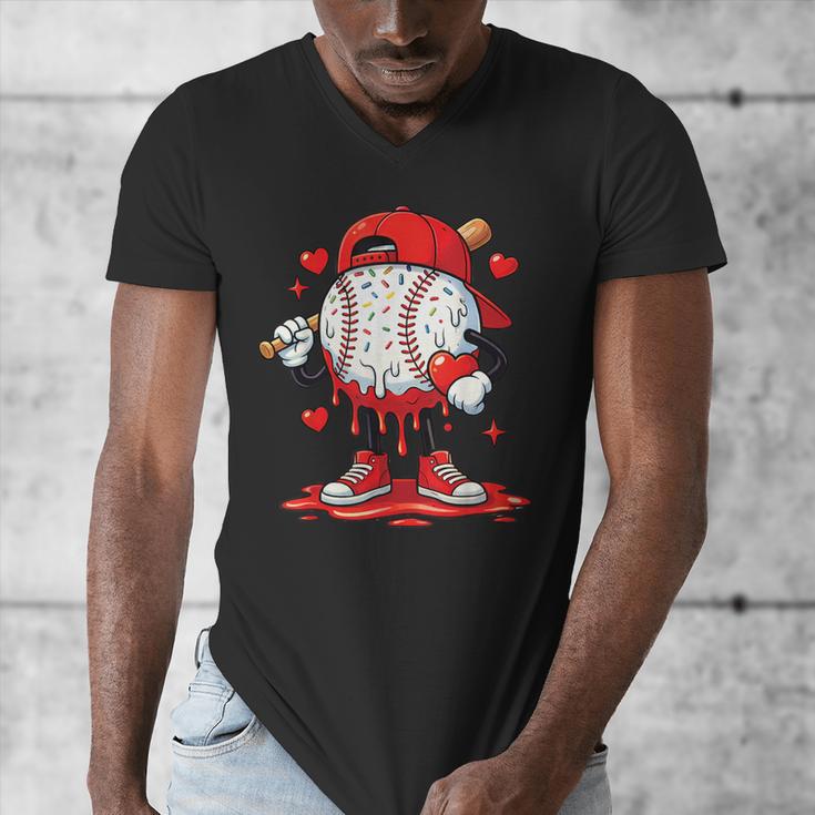 Valentine Baseball Drip Ice Cream Youth Boys Couples Men's V-Neck T-Shirt Valentine Baseball Drip Ice Cream Youth Boys Couples Men's V-Neck T-Shirt