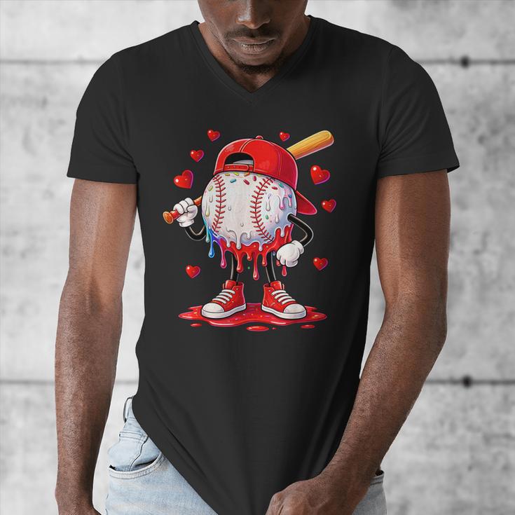Valentine Baseball Heart Drip Sport Love Valentines Day Boys Men's V-Neck T-Shirt Valentine Baseball Heart Drip Sport Love Valentines Day Boys Men's V-Neck T-Shirt