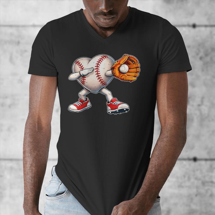 Valentine Baseball Heart Sport Love Valentines Day Boys Kids Men's V-Neck T-Shirt