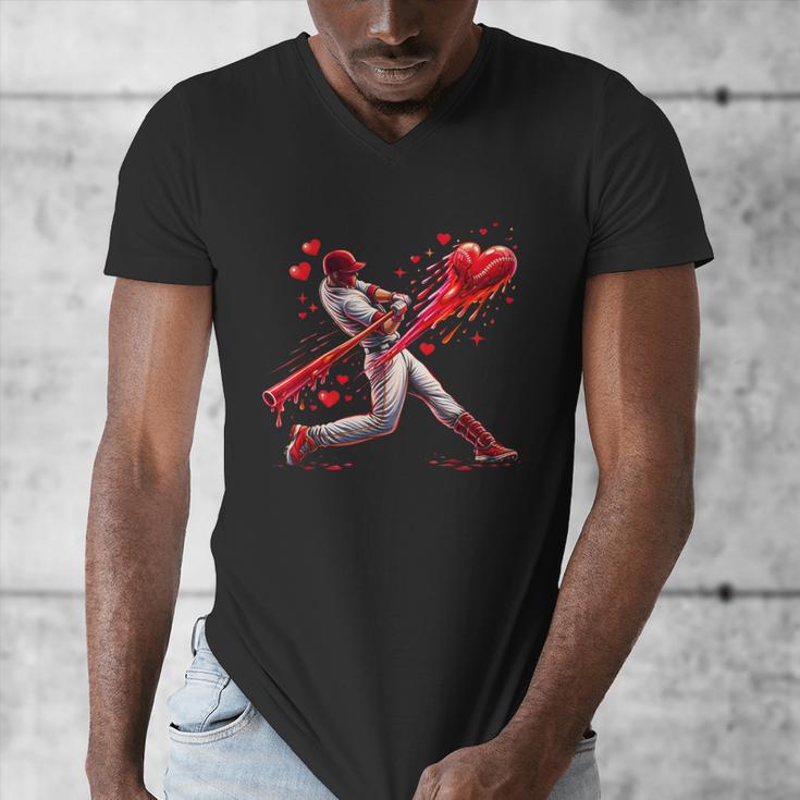 Valentine Baseball Player Drip Men's V-Neck T-Shirt Valentine Baseball Player Drip Men's V-Neck T-Shirt