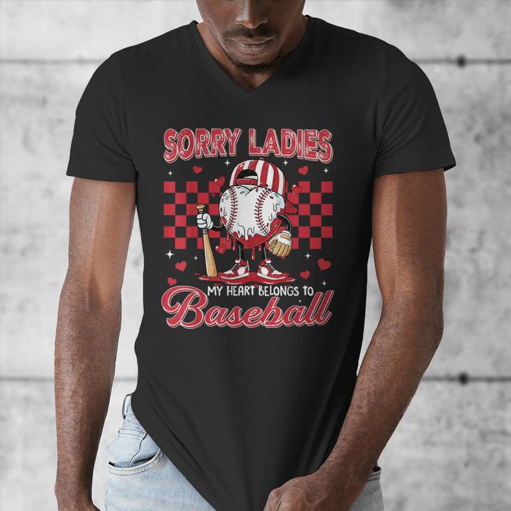 Valentine My Heart Belongs Baseball Lover Boy Men Men's V-Neck T-Shirt Valentine My Heart Belongs Baseball Lover Boy Men Men's V-Neck T-Shirt