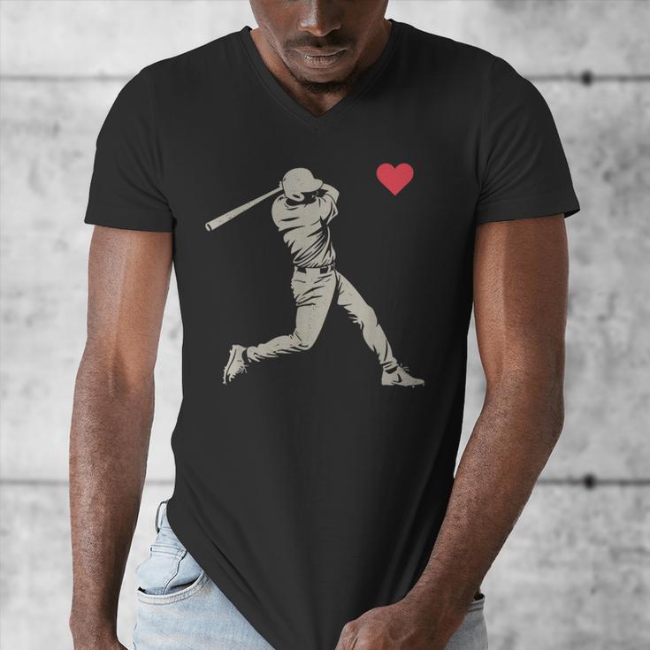 Valentines Day Baseball Batter Silhouette Heart Men Boy Kids Men's V-Neck T-Shirt Valentines Day Baseball Batter Silhouette Heart Men Boy Kids Men's V-Neck T-Shirt