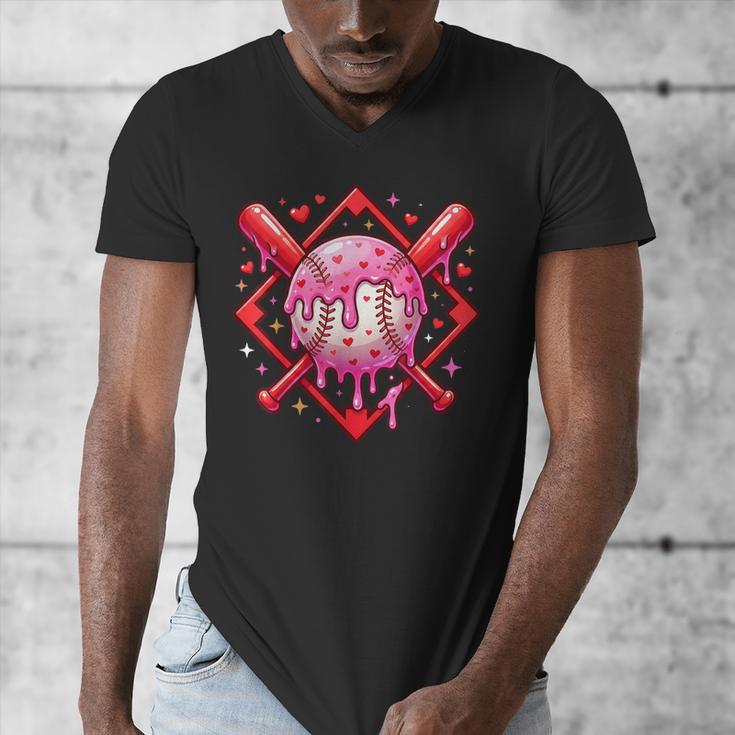 Valentines Day Baseball Boys Ice Cream Drip Heart Youth Kids Men's V-Neck T-Shirt
