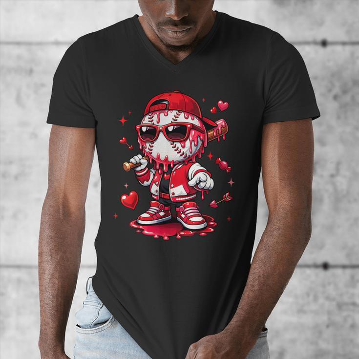 Valentines Day Baseball Drip Ice Cream For Boys Kids Teens Men's V-Neck T-Shirt Valentines Day Baseball Drip Ice Cream For Boys Kids Teens Men's V-Neck T-Shirt