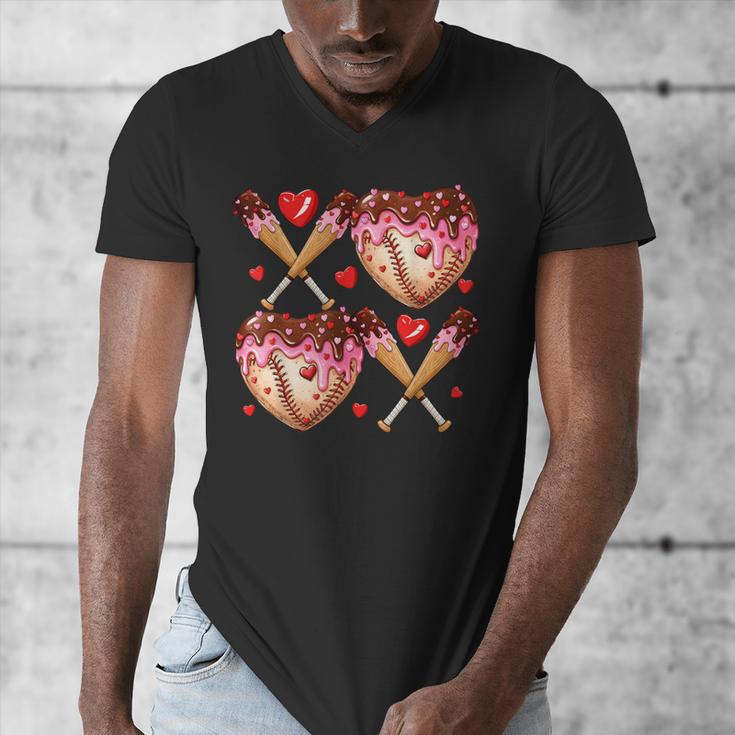 Valentines Day Drip Heart Baseball XOXO Boys Kids Men Sport Men's V-Neck T-Shirt Valentines Day Drip Heart Baseball XOXO Boys Kids Men Sport Men's V-Neck T-Shirt