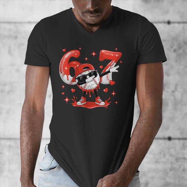 Valentines Day Six Seven Baseball 6 7 Meme Dab Heart Boys Men's V-Neck T-Shirt