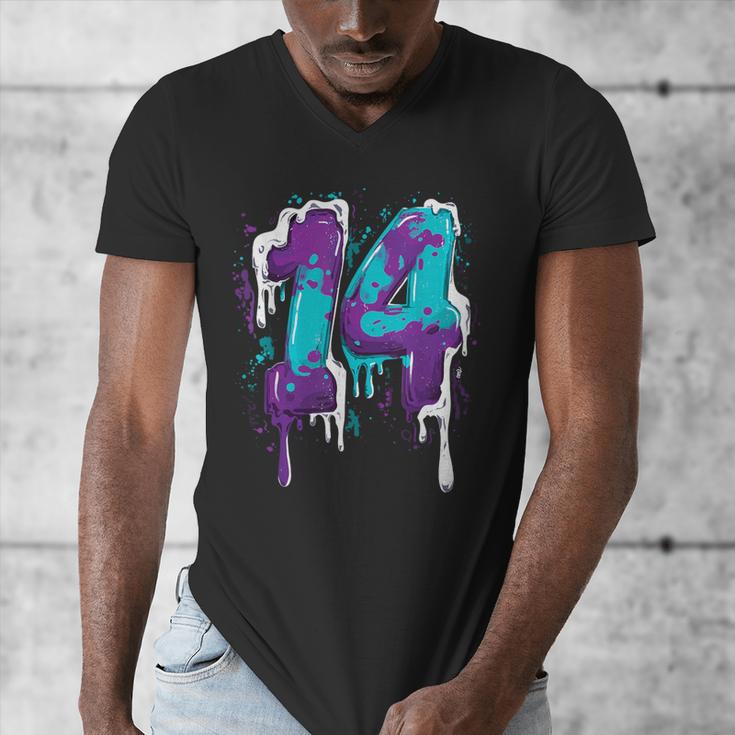 Vintage Baseball 14 Number Men's V-Neck T-Shirt