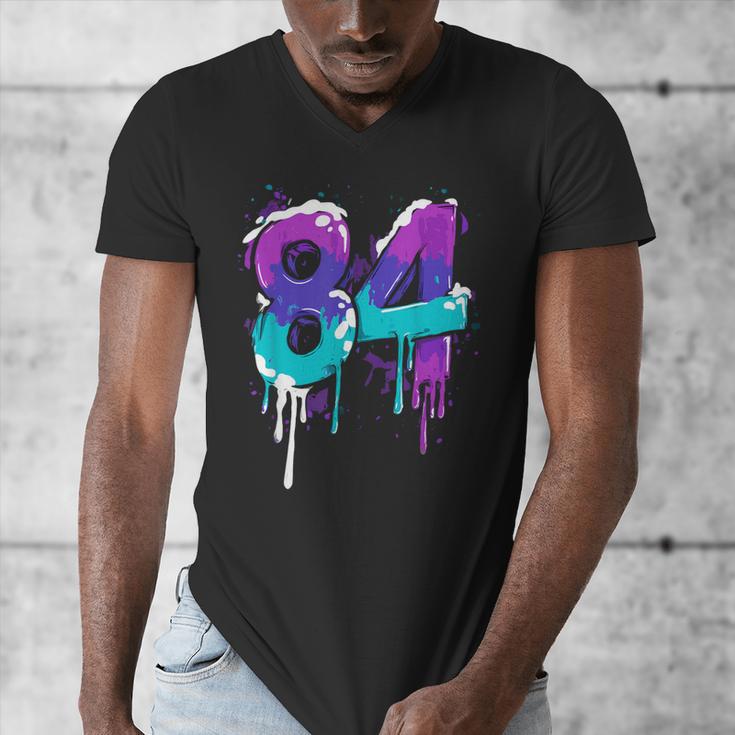 Vintage Baseball 84 Number Men's V-Neck T-Shirt