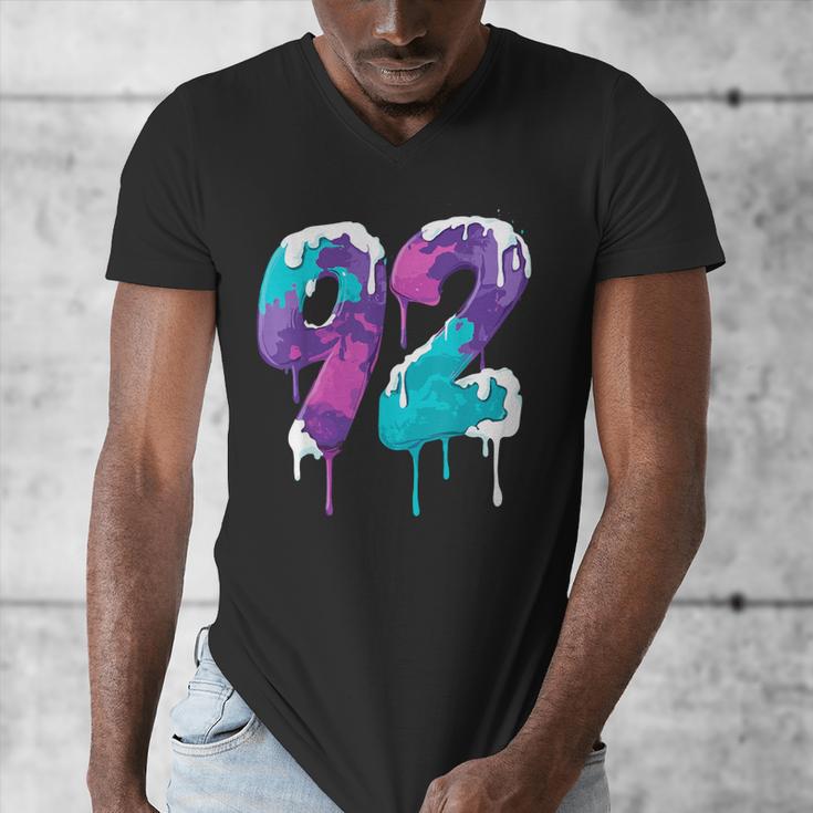 Vintage Baseball 92 Number Men's V-Neck T-Shirt