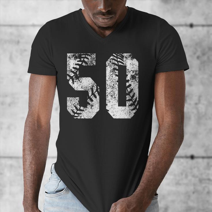 Vintage Baseball Number 50 Jersey Player Uniform Men's V-Neck T-Shirt Vintage Baseball Number 50 Jersey Player Uniform Men's V-Neck T-Shirt
